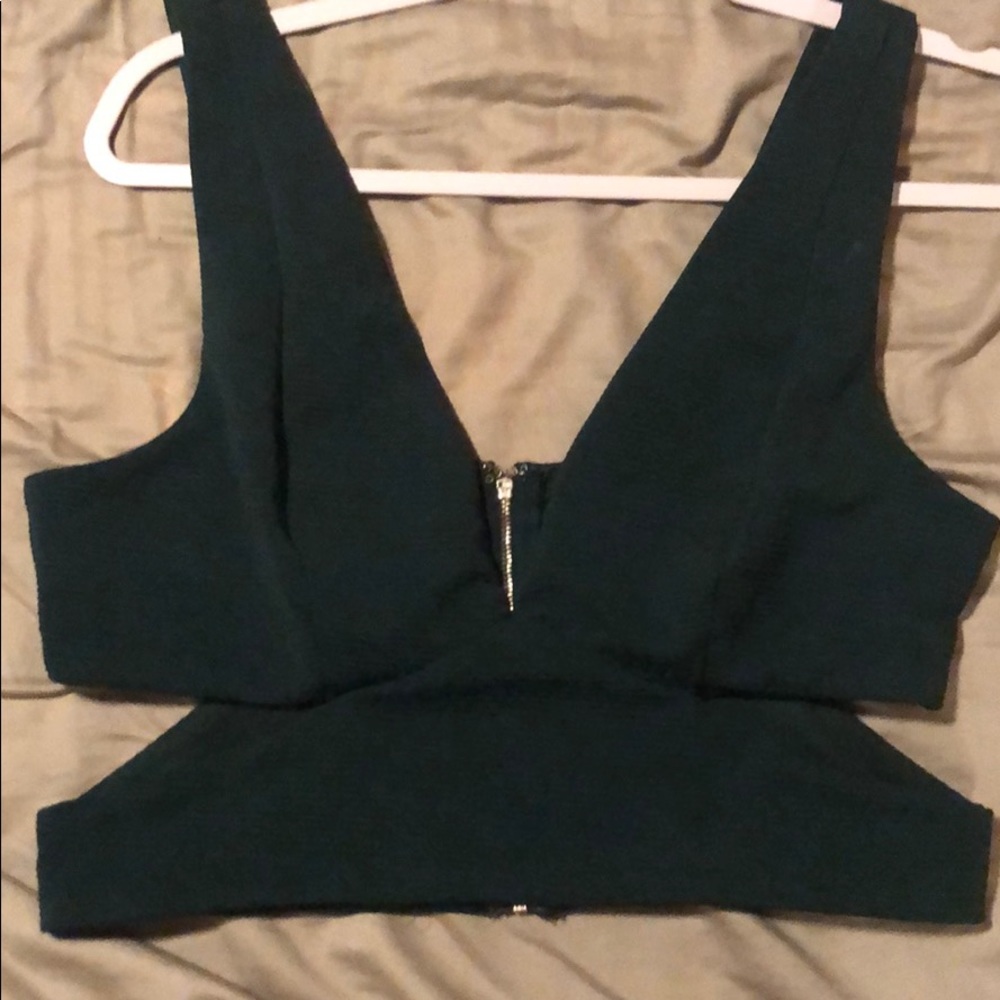 Cut Out Green Crop Top